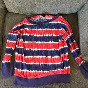 Jones New York Red and Blue Striped Sweatshirt